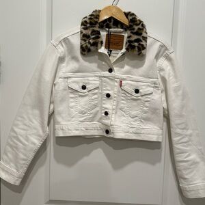 Levi's White Denim Jacket with Black Button